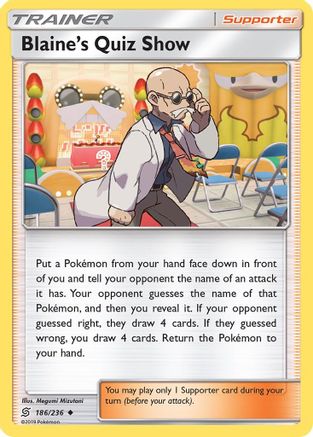 SM Unified Minds 186/236 Blaine's Quiz Show - Reverse Holofoil - Uncommon