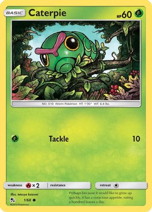 Hidden Fates 001/68 Caterpie - Reverse Holofoil - Common