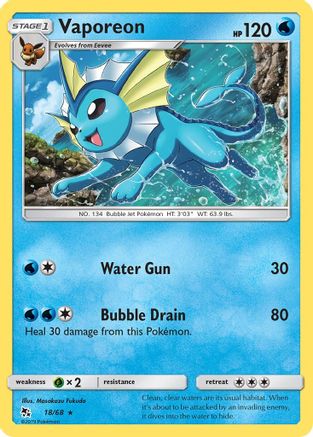 Hidden Fates 018/68 Vaporeon - Reverse Holofoil - Holo Rare
