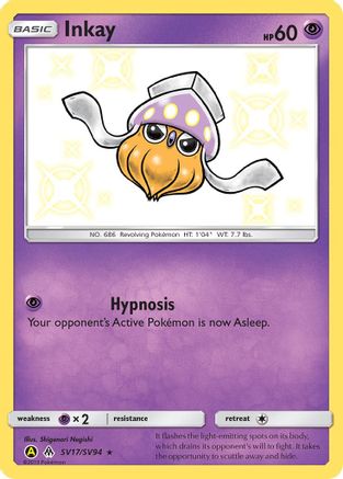 Hidden Fates Shiny Vault SV17/SV94 Inkay - Holofoil - Shiny Holo Rare