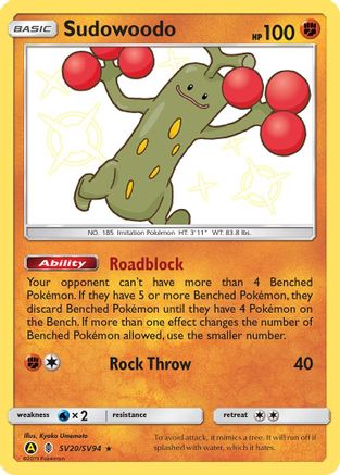 Hidden Fates Shiny Vault SV20/SV94 Sudowoodo - Holofoil - Shiny Holo Rare