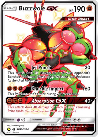 Hidden Fates Shiny Vault SV68/SV94 Buzzwole GX - Holofoil - Shiny Holo Rare