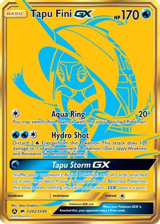 Hidden Fates Shiny Vault SV92 Tapu Fini GX - Holofoil - Shiny Holo Rare