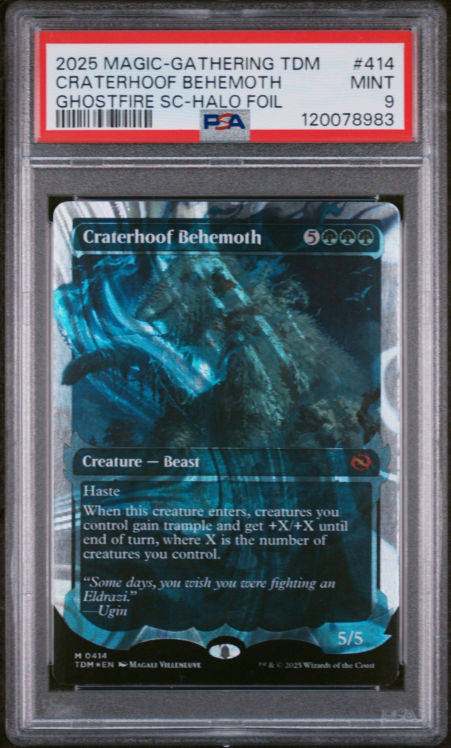 Tarkir: Dragonstorm - (TDM-414) PSA9 #120078983 - Craterhoof Behemoth (Showcase) (Halo Foil): (Showcase) Foil