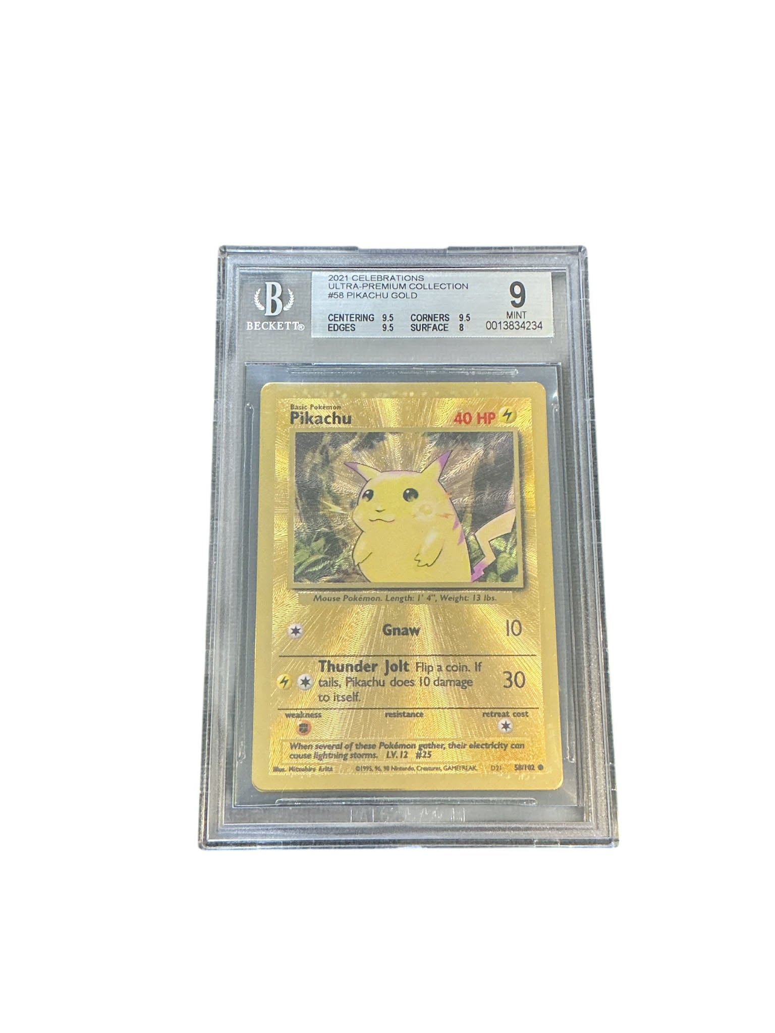 Miscellaneous Cards & Products 058/102 Beckett Grade9 #0013834234 Pikachu - Holofoil - Promo