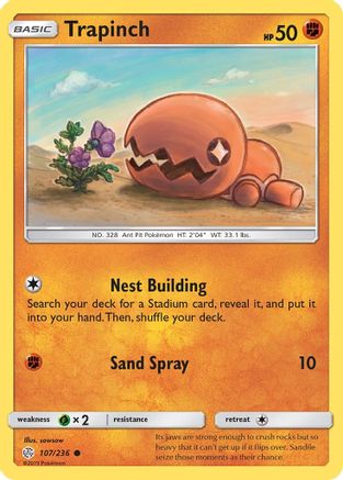 SM Cosmic Eclipse 107/236 Trapinch - Reverse Holofoil - Common