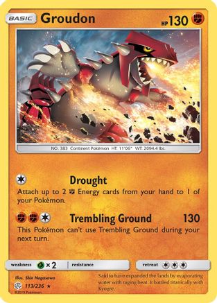 SM Cosmic Eclipse 113/236 Groudon - Reverse Holofoil - Rare