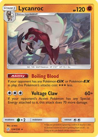 SM Cosmic Eclipse 124 Lycanroc - Holofoil - Holo Rare