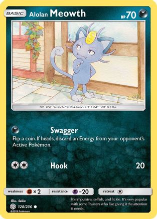 SM Cosmic Eclipse 128/236 Alolan Meowth - Common