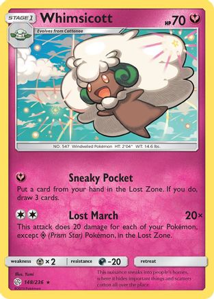 SM Cosmic Eclipse 148/236 Whimsicott - Reverse Holofoil - Rare