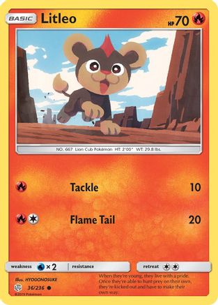 SM Cosmic Eclipse 036 Litleo - Reverse Holofoil - Common