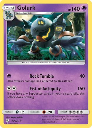 SM Cosmic Eclipse 090/236 Golurk - Reverse Holofoil - Rare