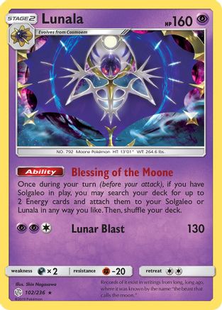 SM Cosmic Eclipse 102/236 Lunala - Holofoil - Holo Rare