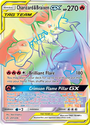 SM Cosmic Eclipse 251 Charizard & Braixen GX (Secret) - Holofoil - Secret Rare