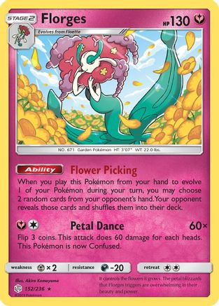 SM Cosmic Eclipse 152/236 Florges - Reverse Holofoil - Holo Rare