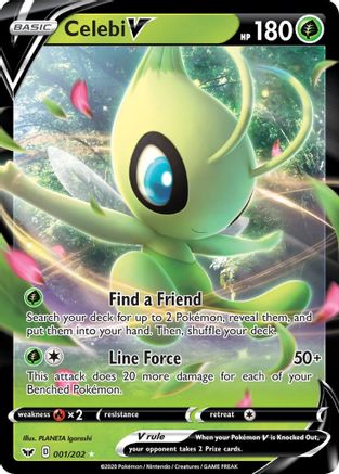 SWSH01 Sword & Shield Base Set 001/202 Celebi V - Holofoil - Ultra Rare