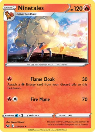 SWSH01 Sword & Shield Base Set 023/202 Ninetales - Reverse Holofoil - Rare