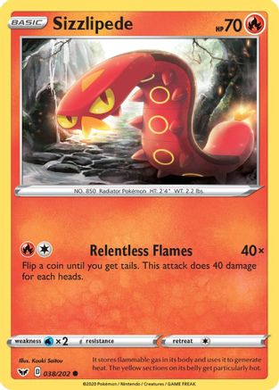 SWSH01 Sword & Shield Base Set 038/202 Sizzlipede (038) - Common