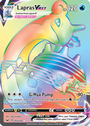 SWSH01 Sword & Shield Base Set 203/202 Lapras VMAX (Secret) - Holofoil - Secret Rare