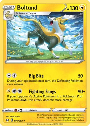 SWSH01 Sword & Shield Base Set 075/202 Boltund (075) - Reverse Holofoil - Holo Rare