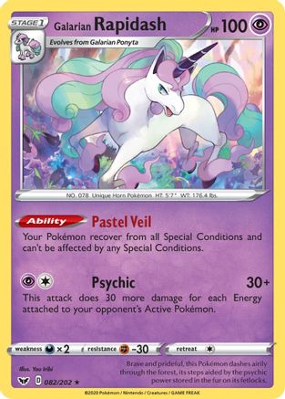 SWSH01 Sword & Shield Base Set 082/202 Galarian Rapidash - Reverse Holofoil - Rare