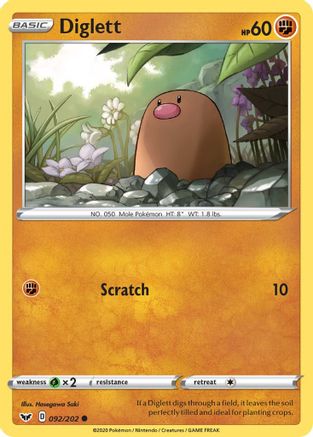 SWSH01 Sword & Shield Base Set 092/202 Diglett - Common