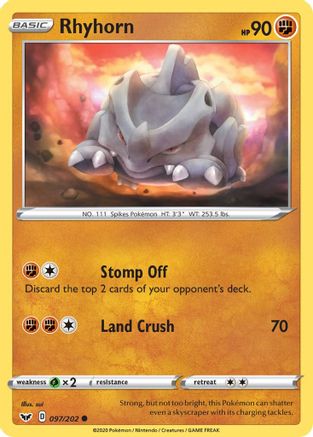 SWSH01 Sword & Shield Base Set 097/202 Rhyhorn (097) - Common