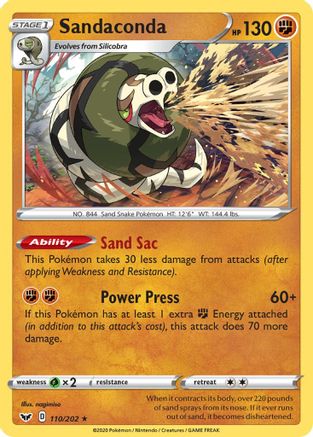 SWSH01 Sword & Shield Base Set 110/202 Sandaconda (110) - Reverse Holofoil - Holo Rare