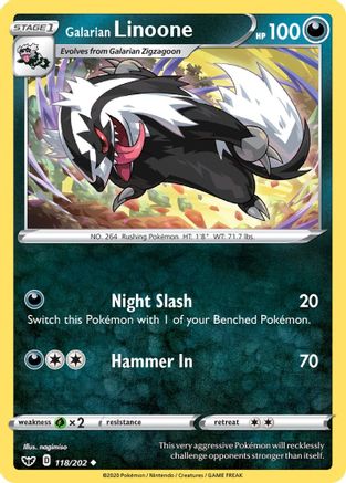 SWSH01 Sword & Shield Base Set 118/202 Galarian Linoone - Uncommon