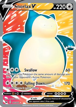 SWSH01 Sword & Shield Base Set 197/202 Snorlax V (Full Art) - Holofoil - Ultra Rare