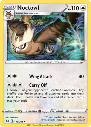 SWSH01 Sword & Shield Base Set 144/202 Noctowl - Reverse Holofoil - Rare