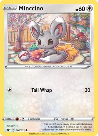 SWSH01 Sword & Shield Base Set 146/202 Minccino (146) - Reverse Holofoil - Common
