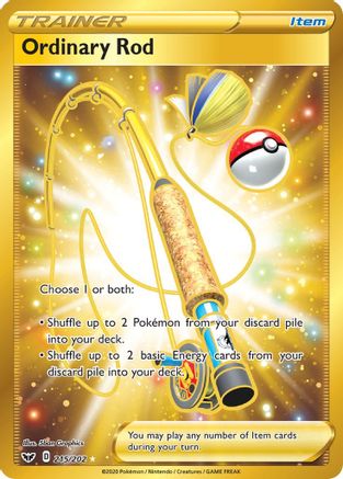 SWSH01 Sword & Shield Base Set 215/202 Ordinary Rod (Secret) - Holofoil - Secret Rare