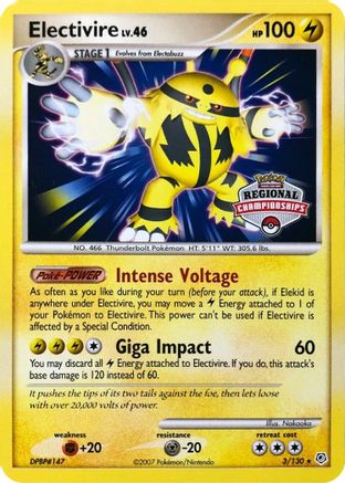 League & Championship Cards /130 Electivire - 3/130 (Regional Championships) - Promo