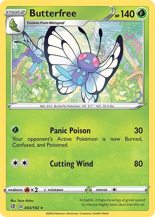 SWSH02 Rebel Clash 003/192 Butterfree - Reverse Holofoil - Rare