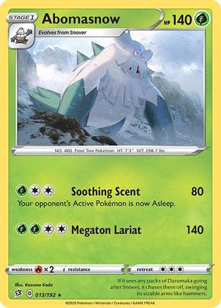 SWSH02 Rebel Clash 013/192 Abomasnow - Reverse Holofoil - Rare