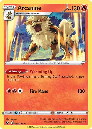 SWSH02 Rebel Clash 028/192 Arcanine - Rare