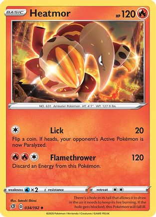 SWSH02 Rebel Clash 034/192 Heatmor - Reverse Holofoil - Uncommon