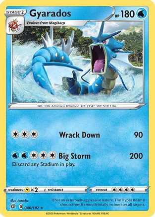 SWSH02 Rebel Clash 040/192 Gyarados - Reverse Holofoil - Holo Rare