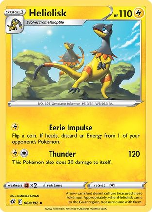 SWSH02 Rebel Clash 064/192 Heliolisk - Reverse Holofoil - Uncommon