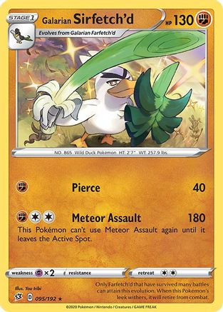 SWSH02 Rebel Clash 095/192 Galarian Sirfetch'd - Holofoil - Holo Rare