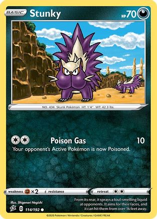 SWSH02 Rebel Clash 114/192 Stunky - Reverse Holofoil - Common
