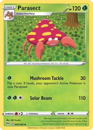 SWSH03 Darkness Ablaze 004/189 Parasect - Reverse Holofoil - Uncommon