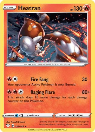 SWSH03 Darkness Ablaze 025/189 Heatran - Reverse Holofoil - Holo Rare