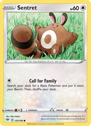 SWSH03 Darkness Ablaze 135/189 Sentret - Reverse Holofoil - Common
