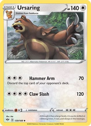 SWSH03 Darkness Ablaze 139/189 Ursaring - Reverse Holofoil - Uncommon