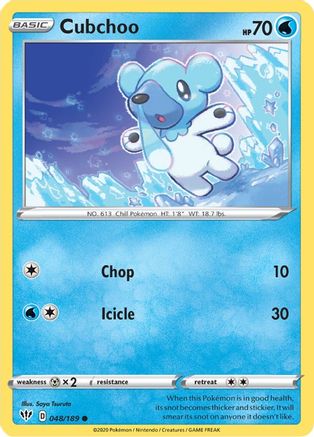 SWSH03 Darkness Ablaze 048/189 Cubchoo - Reverse Holofoil - Common