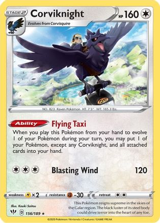 SWSH03 Darkness Ablaze 156/189 Corviknight - Holofoil - Holo Rare