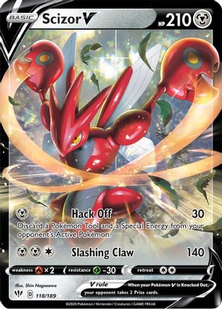 SWSH03 Darkness Ablaze 118/189 Scizor V - Holofoil - Ultra Rare