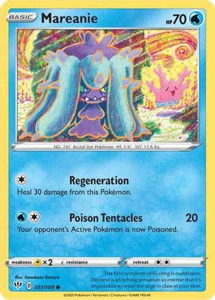SWSH03 Darkness Ablaze 051/189 Mareanie - Reverse Holofoil - Common
